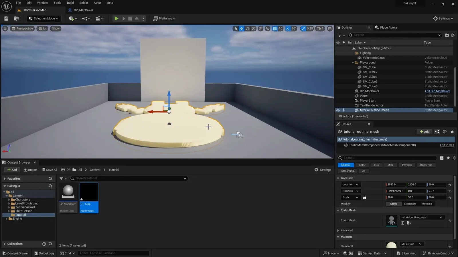 Tagging the floor actor with a scene capture tag in the level editor details panel