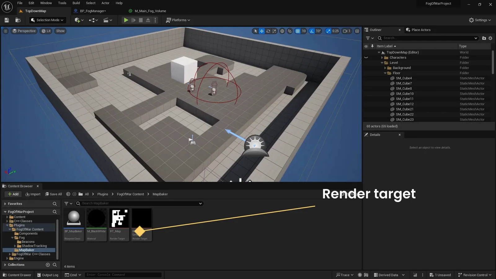 A render target asset that stores a black-and-white mask of the walkable floor