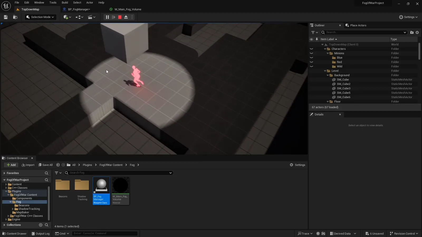 Writing Player Location to Fog of War in Unreal Engine: Floor Mask and Spotlight