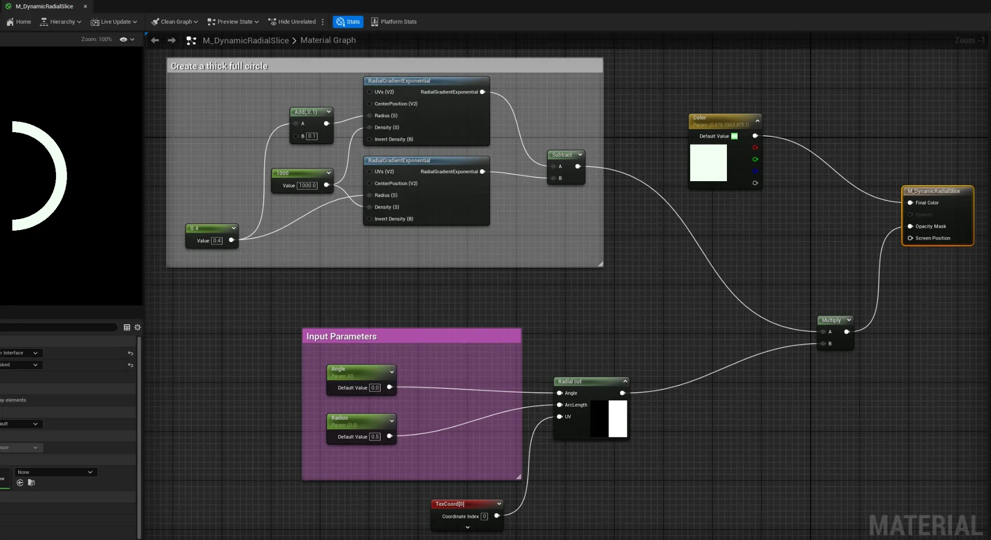 Drawing a Radial Arc with a Material in Unreal Engine