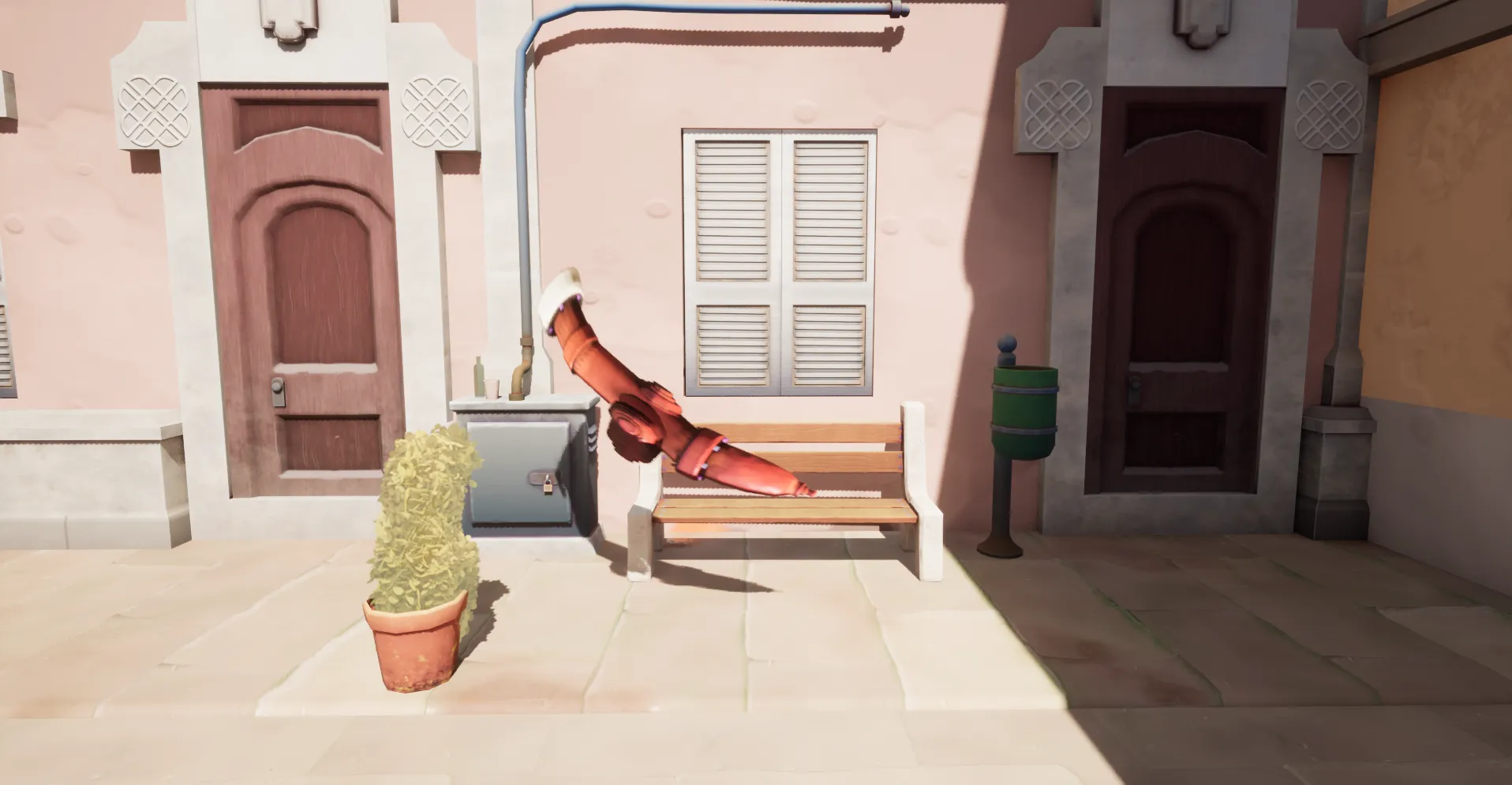 The Spline Juice stretch effect set up on a mesh inside the Unreal Engine editor
